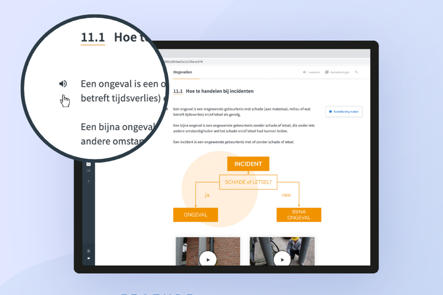 voorbeeld van e-learningplatform met een voorleesfunctie (hetveiligheidsboek.nl)